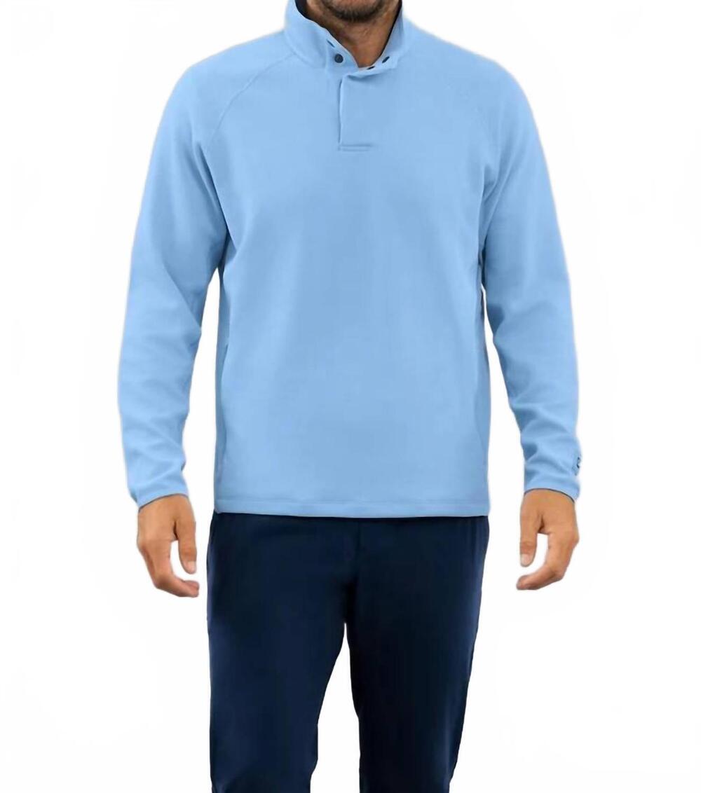 NEW IBKUL waffle knit 1/4 snap pullover sweatshirt in chambray heather